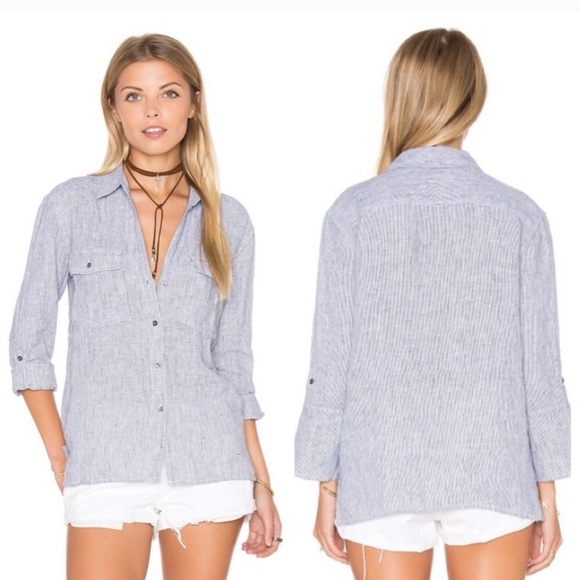 James Perse Tops - James Perse Stripe Pocket Button Up Top Stripe